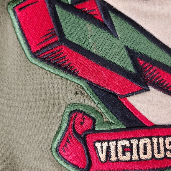 Vintage SHMACK Army Green Zip Up Hoodie Jacket Back Patch Size XL - Picture 13 of 16